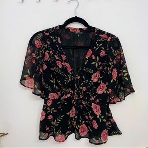 Dynamite Women’s Floral V-Neck Blouse Size S